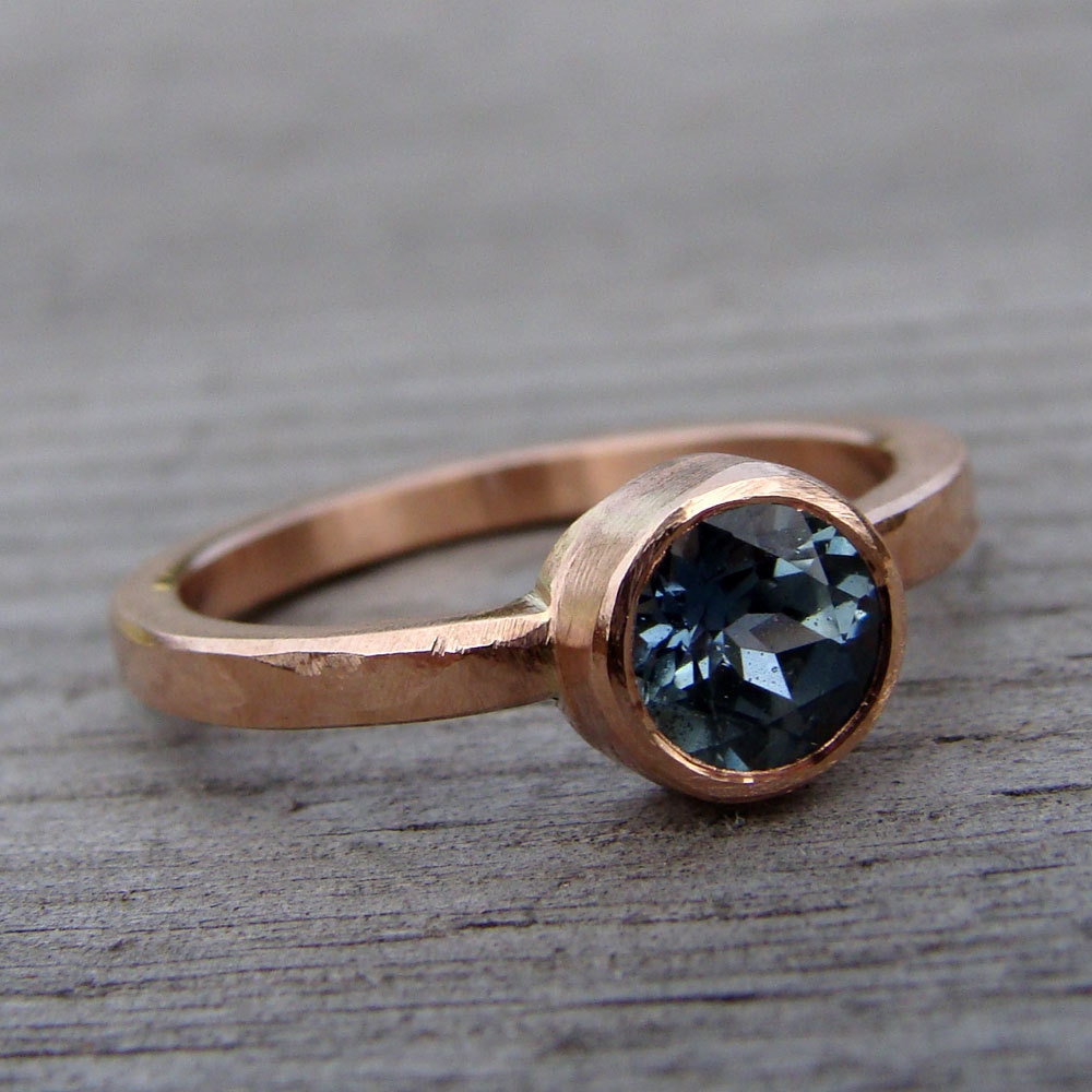 Fair Trade Malawi Sapphire and Recycled 14k Rose Gold Ring, Made to Order - Engagement, Wedding, or Right Hand Ring - Diamond Alternative