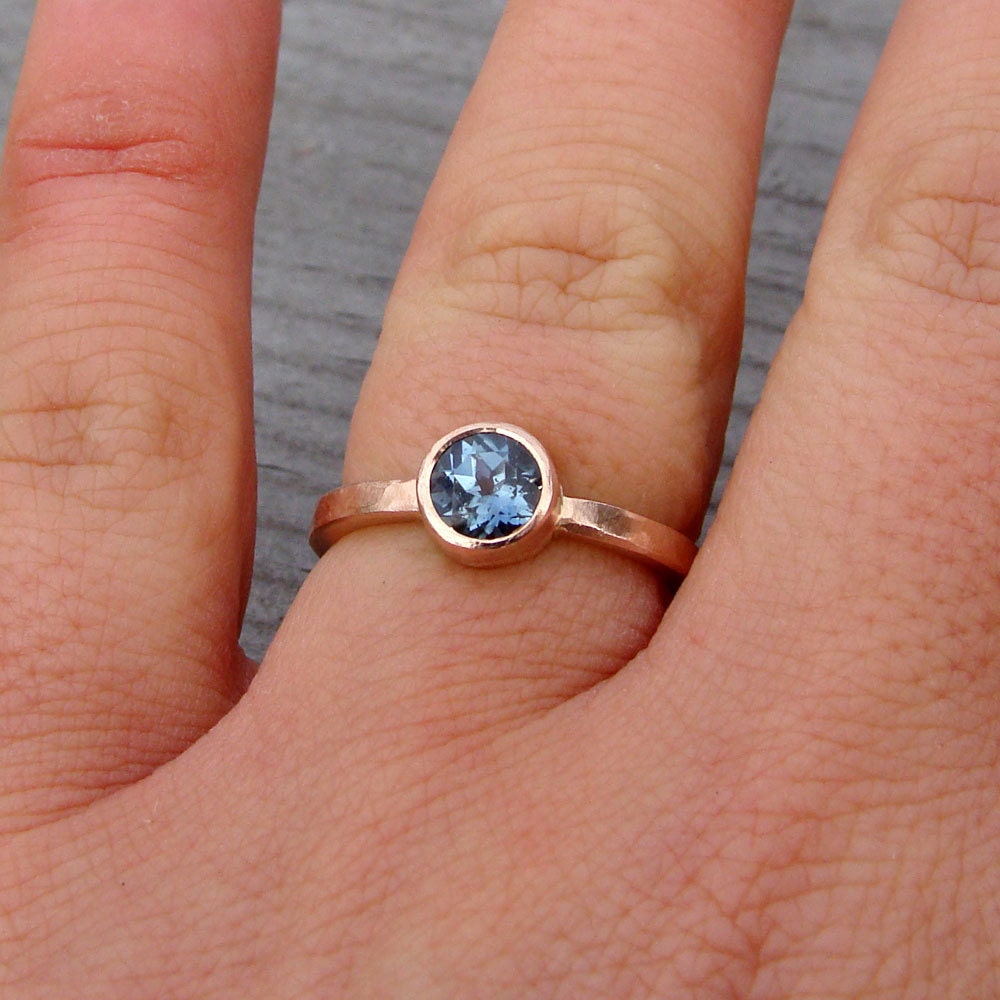 Fair Trade Malawi Sapphire and Recycled 14k Rose Gold Ring, Made to Order - Engagement, Wedding, or Right Hand Ring - Diamond Alternative
