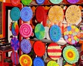 Custom Mandala Room Divider made from 35 Painted Vinyl Records - Tribal Inspired Geometry
