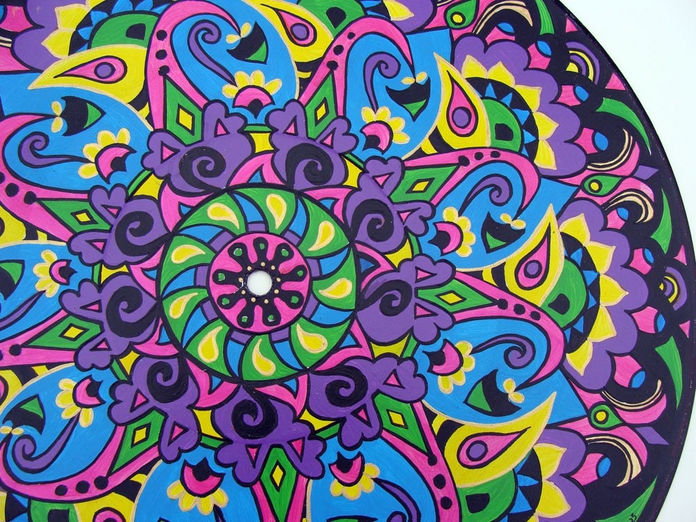 RESERVED FOR PATRICK Paisley  -  Original Mandala Painting on Recycled Vinyl Record