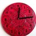 Fuchsia Red Mandala Record Clock - Geometric Design