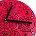 Fuchsia Red Mandala Record Clock - Geometric Design