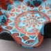 Hawaiian Wedding Mandala Record Bowl - Tribal Inspired Geometric Mandala in Turquoise / Teal / Aqua and Brown