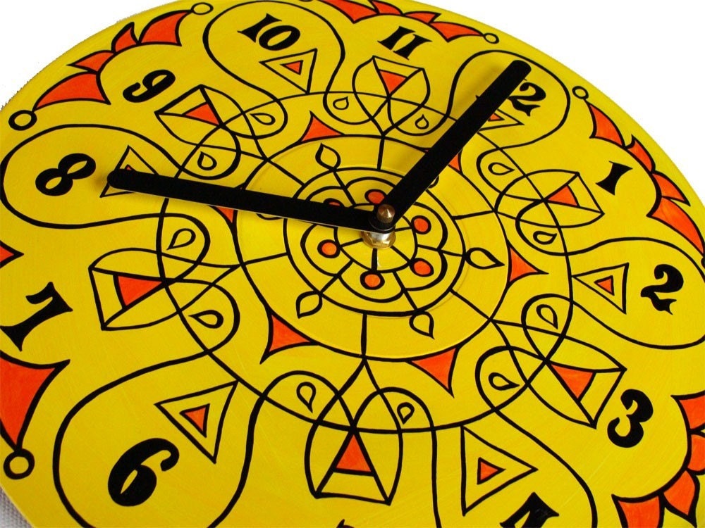 Super Lemon Mandala Record Clock