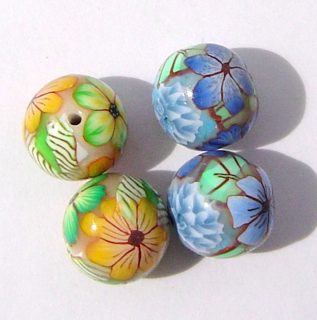 Polymer Clay Beads Earring Pairs with 4 Round Beads