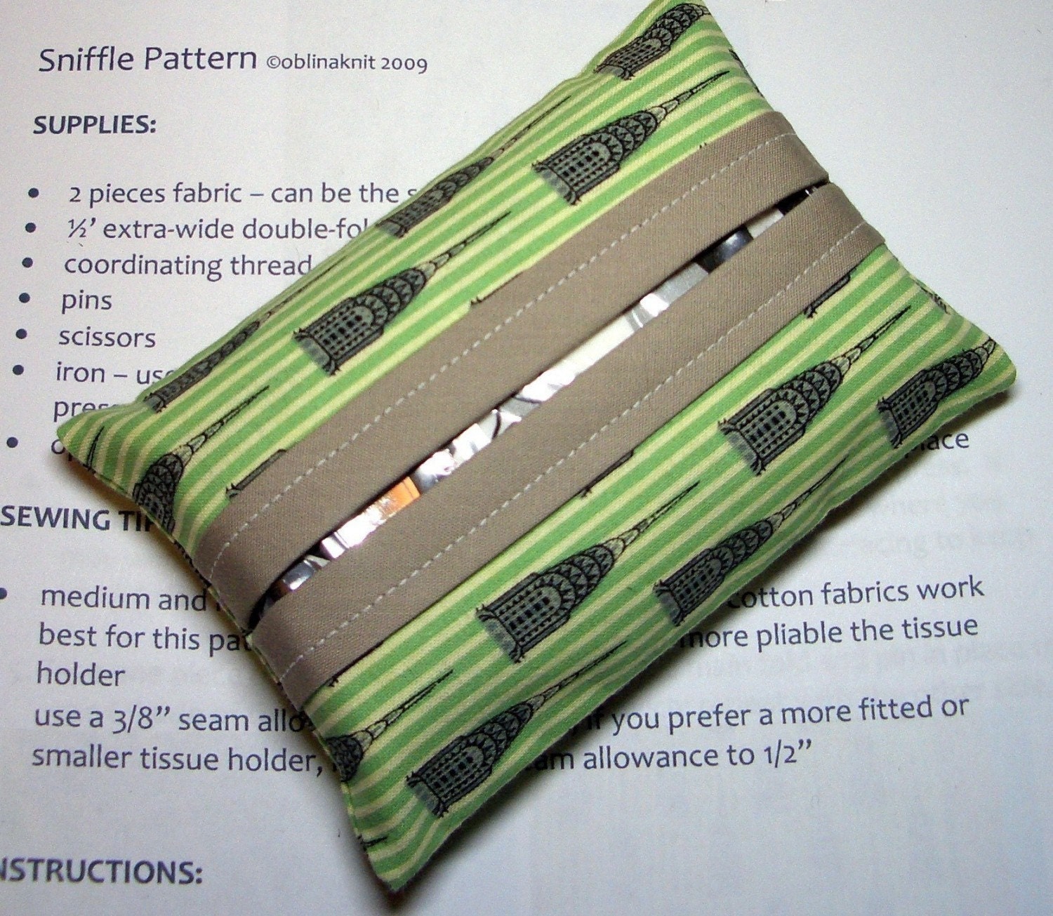 Tissue Holder - PDF Pattern - Sniffle Tissue Holder Pattern