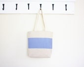 Stripe Tote Bag Linen Sand and Sea
