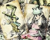 digital collage sheet - ALiCe iN WoNDeRLaND - diy printable - digital download - vintage images - collage sheet - clip art - mad hatter