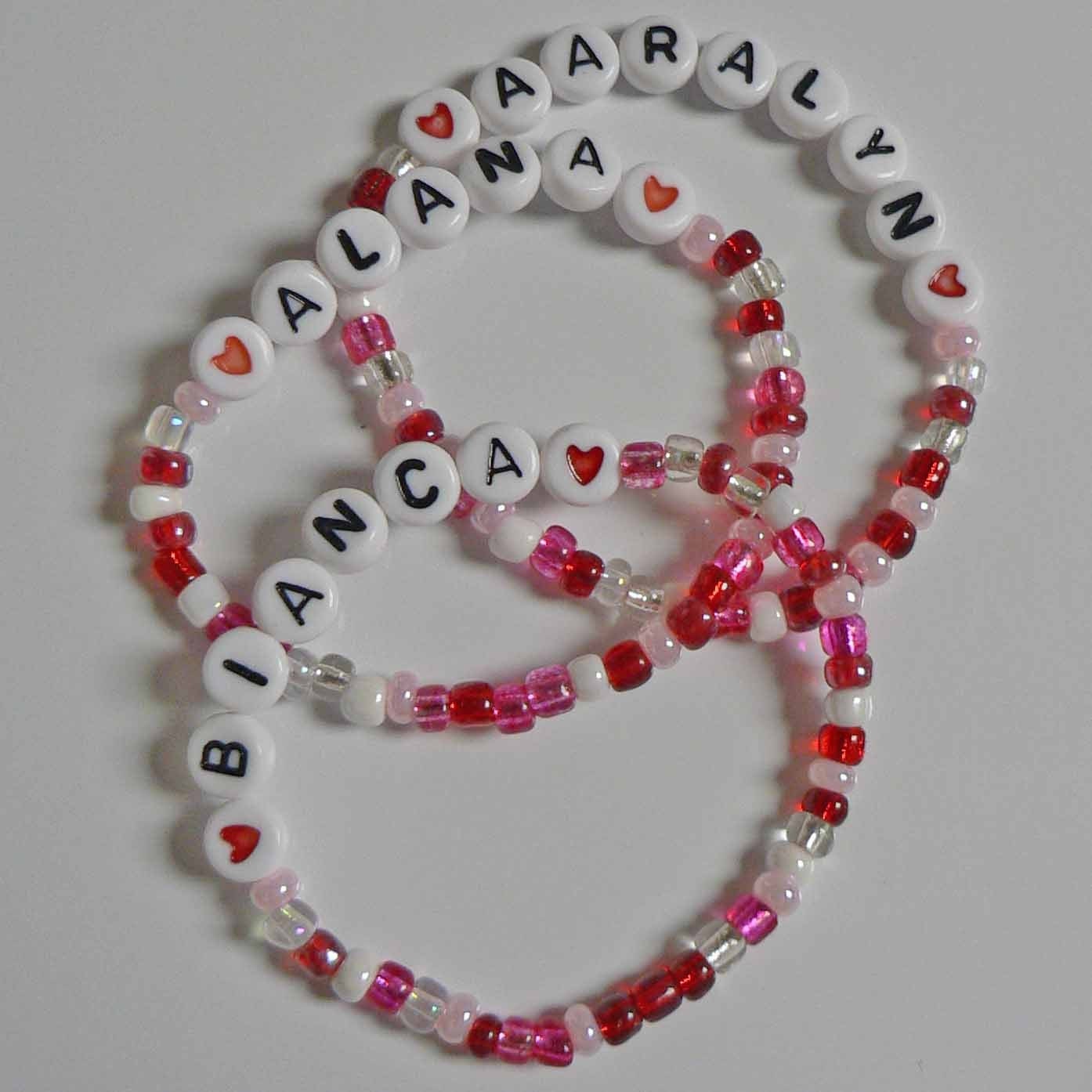 Personalized Valentine Children's Jewelry Name Bracelet great gift or Party Favor Infant Child Kid Adult Sizes VALENTINE'S DAY I Love You