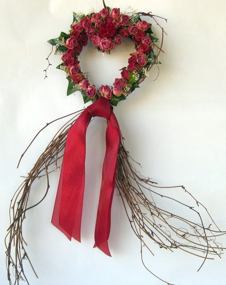 My Valentine Heart Wreath with Dried Minature Roses