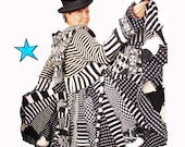 Katwise Tutorial -Black and white stiped coat made from recycled sweaters