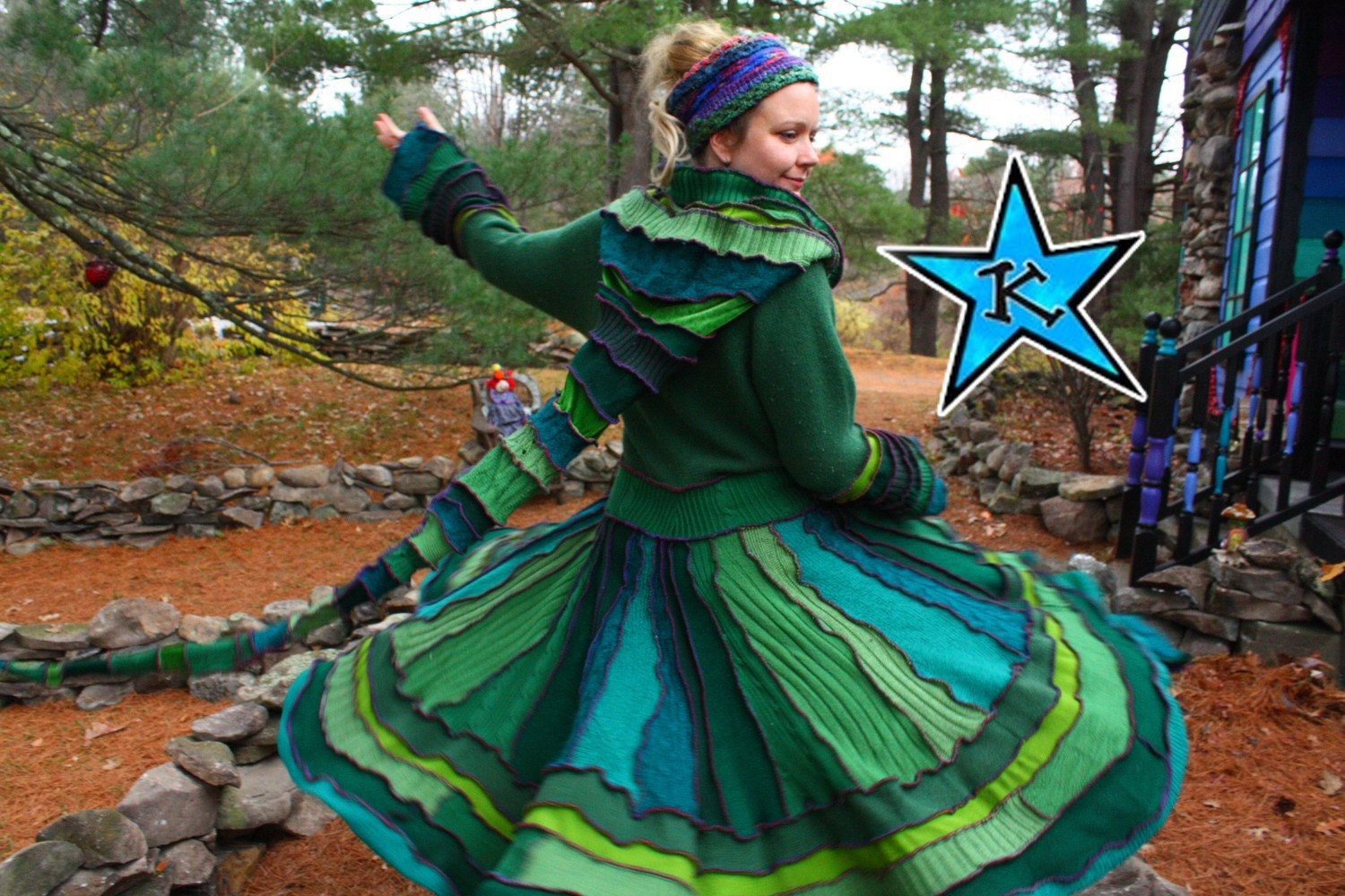Dream Coat by Katwise -Upcycled Sweater TUTORIAL - Rainbow Gypsy Elf Coat
