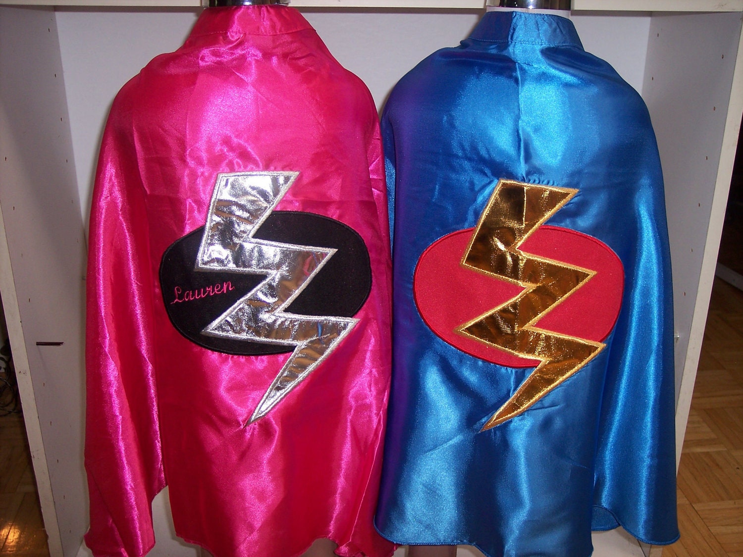 Girls or Boys Superhero cape and mask with bolt  personalized