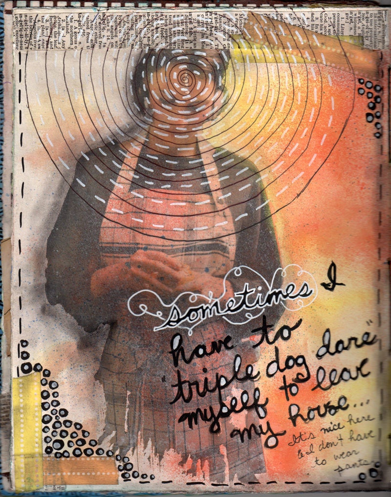 CLEARANCE SALE Mixed Media Fine Art Print 8 x 10 archival metallic giclee print Triple Dog Dare