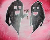 Please Be Mine 8x10 Art Print surreal shadow silhouette monster love boy girl romance