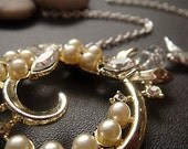 CLEARANCE . divine flourish . asymmetric bird and rhinestone pearl necklace