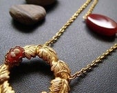 CLEARANCE . renaissance looking glass . layered gold cameo leaf necklace