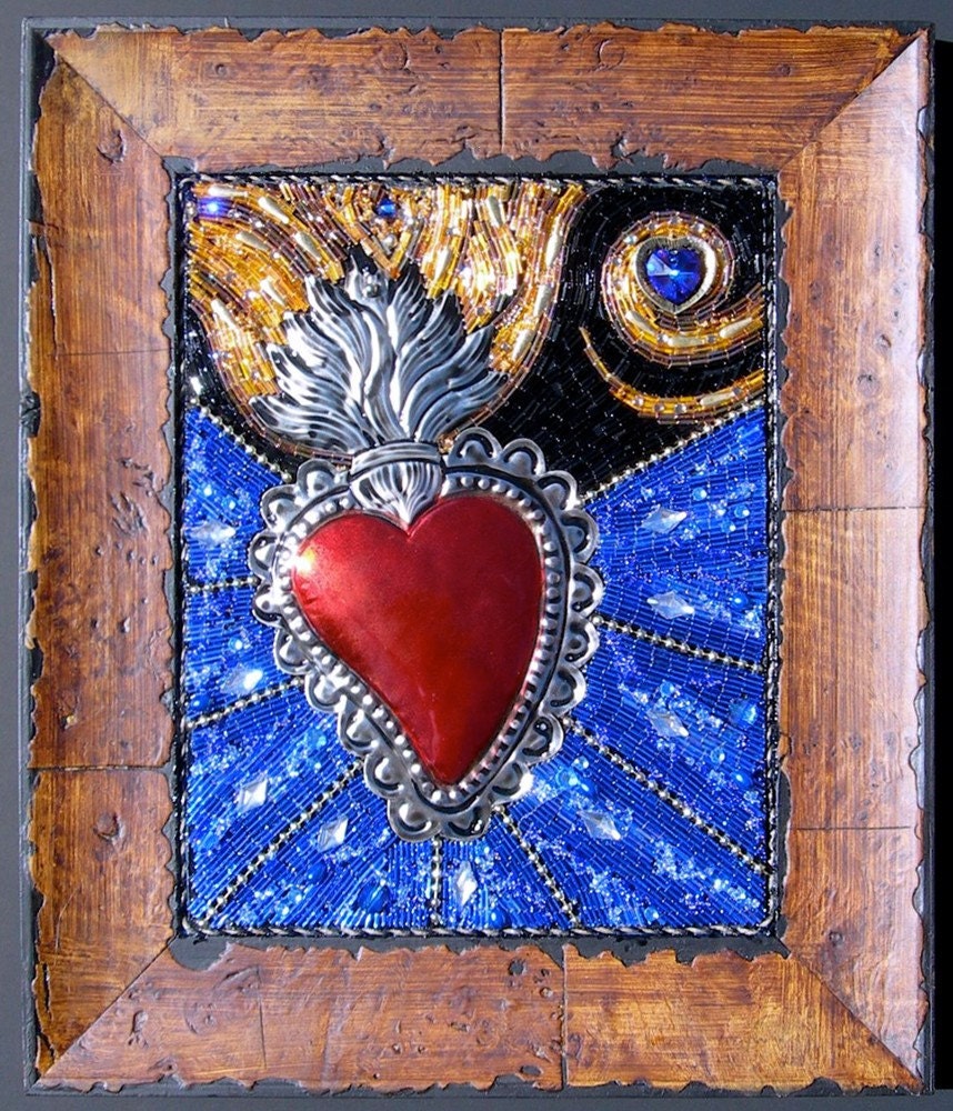 Blazing Heart (Corazon Ardiente) Beaded Mosaic