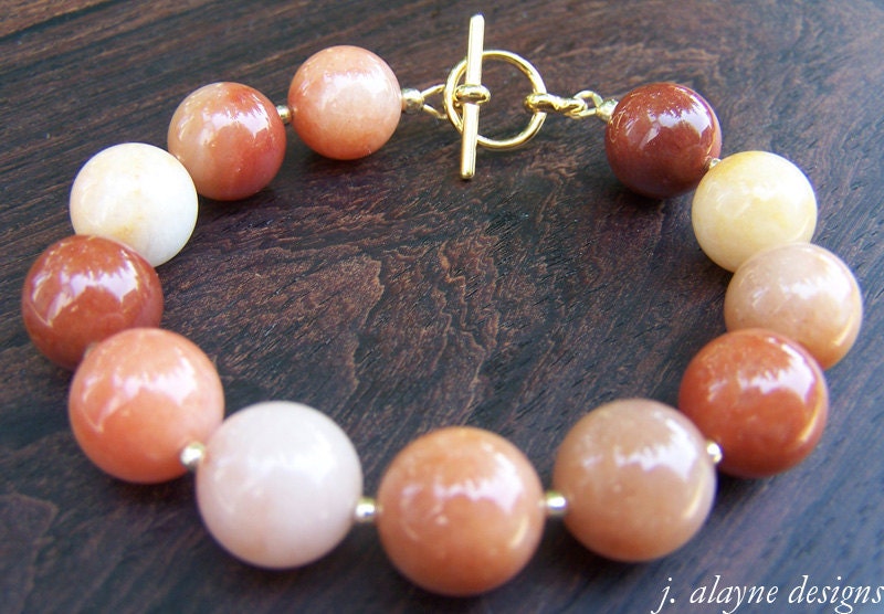 Peach Quartz and 14 Karat Gold-Filled Bead Bracelet