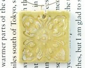Butter Cream Ceramic Pendant with wire necklace