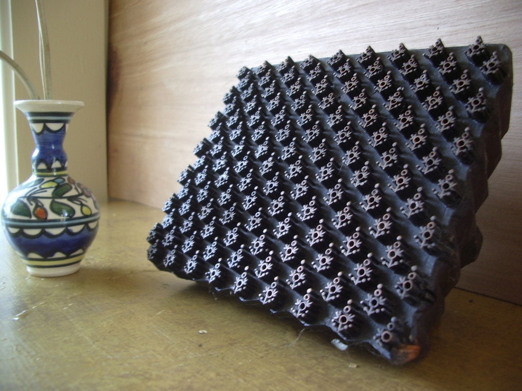 textile stamp. polka dot flowers