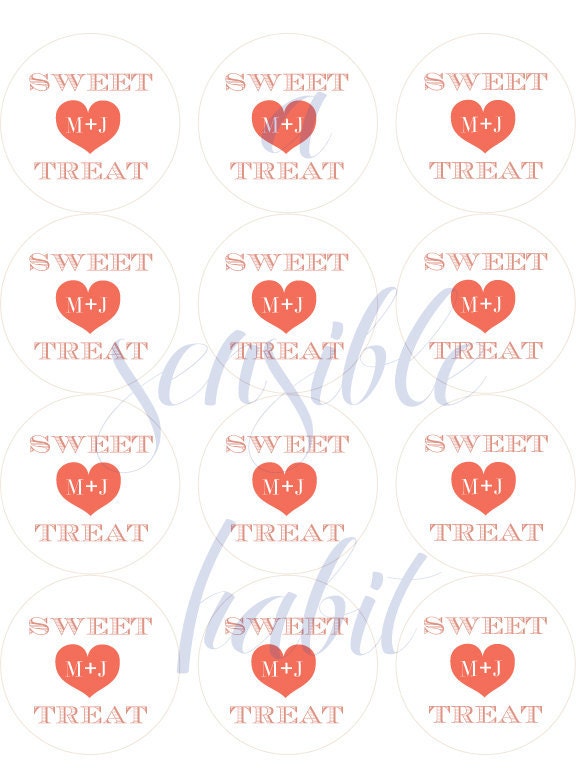 Personalized Treat Bag Wedding Stickers - Sweet Treats - Favors, Buffets, Packaging