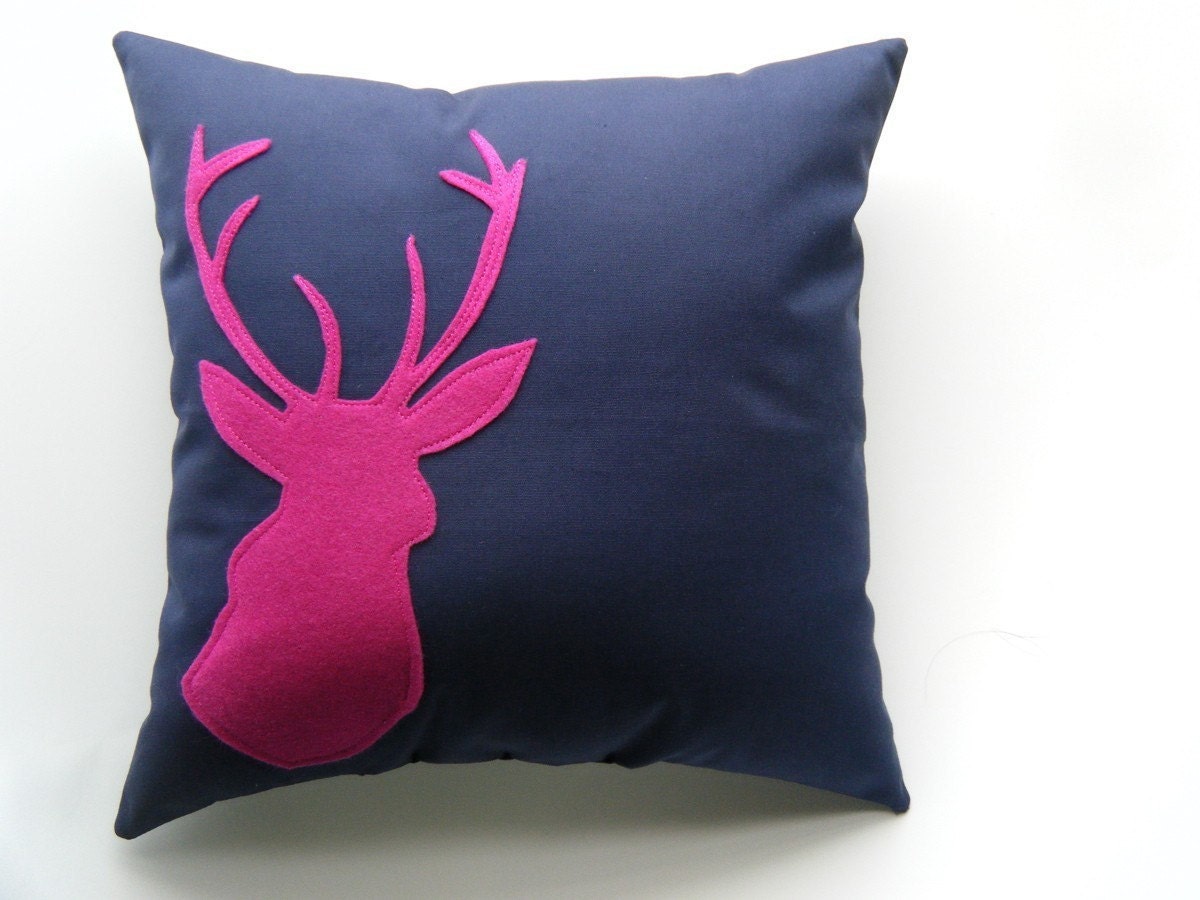 SALE Fuschia and Navy Buckhead Decorative Deer Pillow