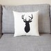 Black on Natural Stag Head Silhouette Decorative Pillow