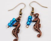 Delicate Copper Seahorse Earrings