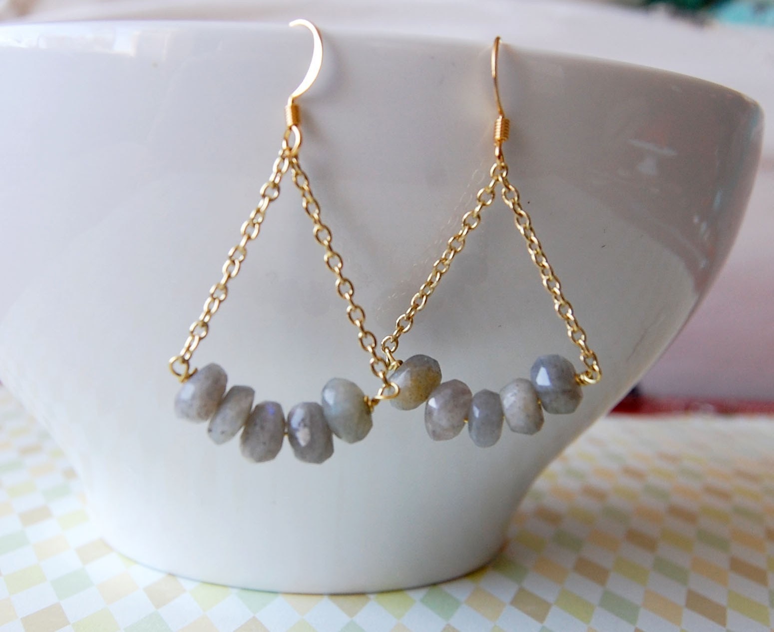 cyber monday - free shipping - simple stones - labradorite chandelier dangle earrings