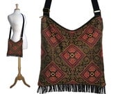 Boho Bag Hippie Purse Bohemian Gypsy Fringe Bag Purse with adjustable strap - Medallion Tapestry