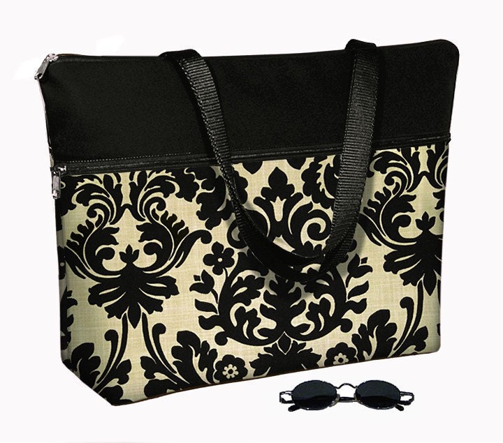 Laptop Tote Bag padded case fits up to 17 inch PC - Essence Damask (MTO)
