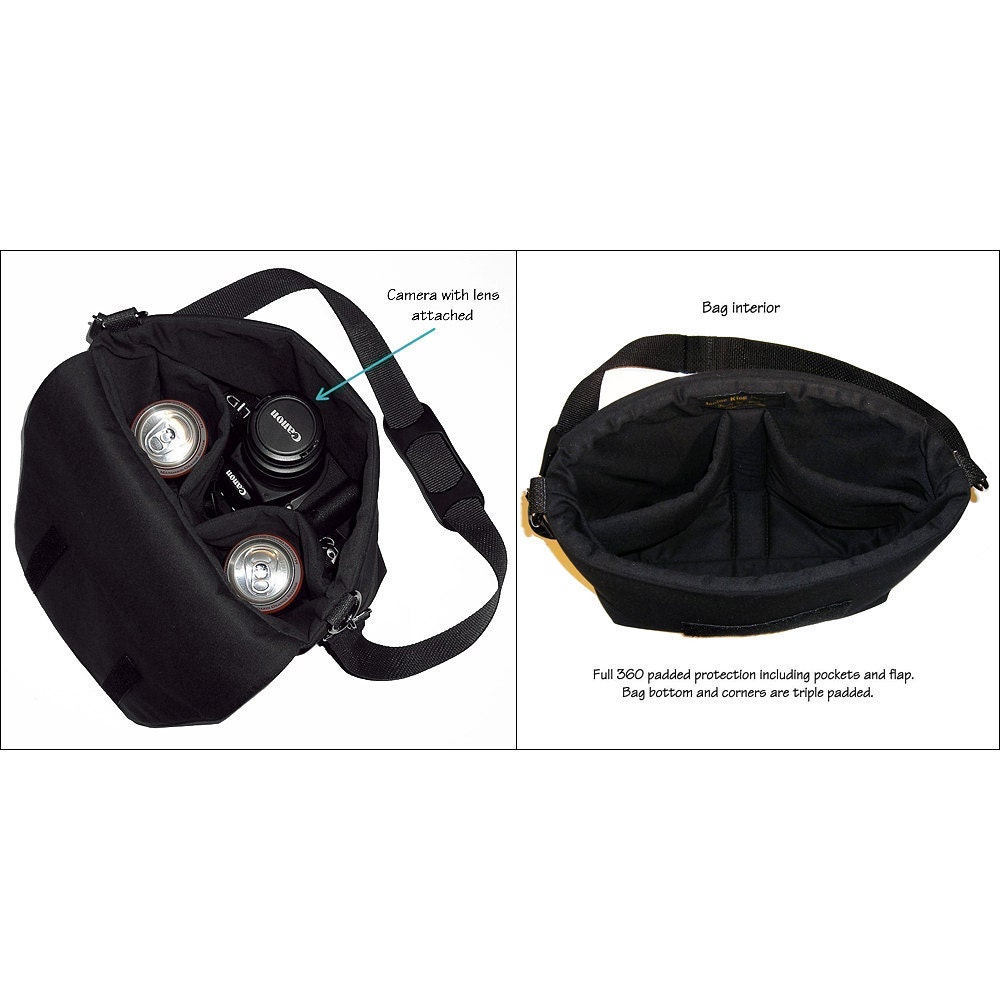 SALE Womens Padded DSLR Camera Bag Slr Camera Bag Purse Messenger Camera Bag  Zipper Pocket - Deluxe Vintage Dragonfly black (RTS)