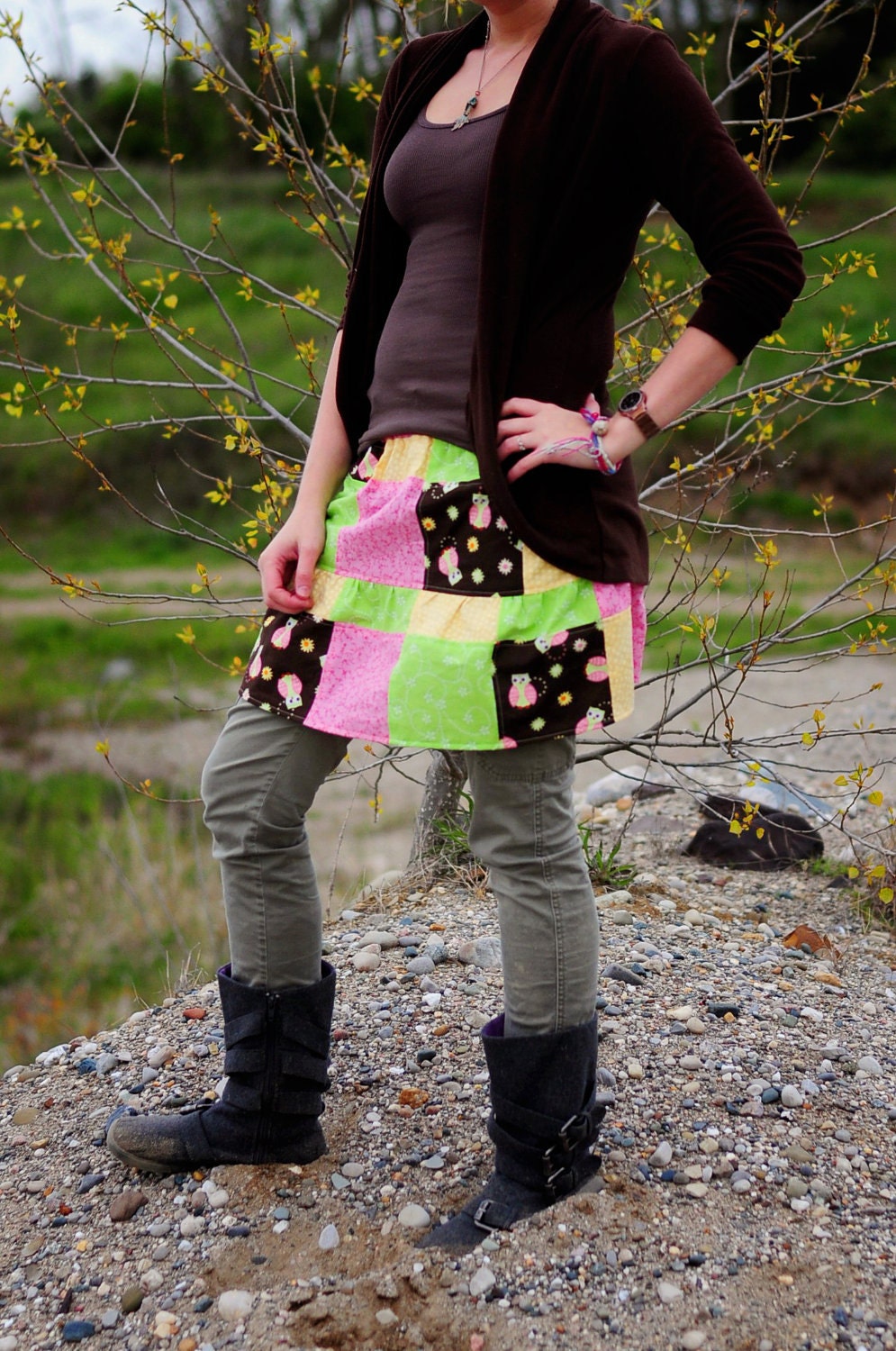 Random Patchy Owl Mini Skirt