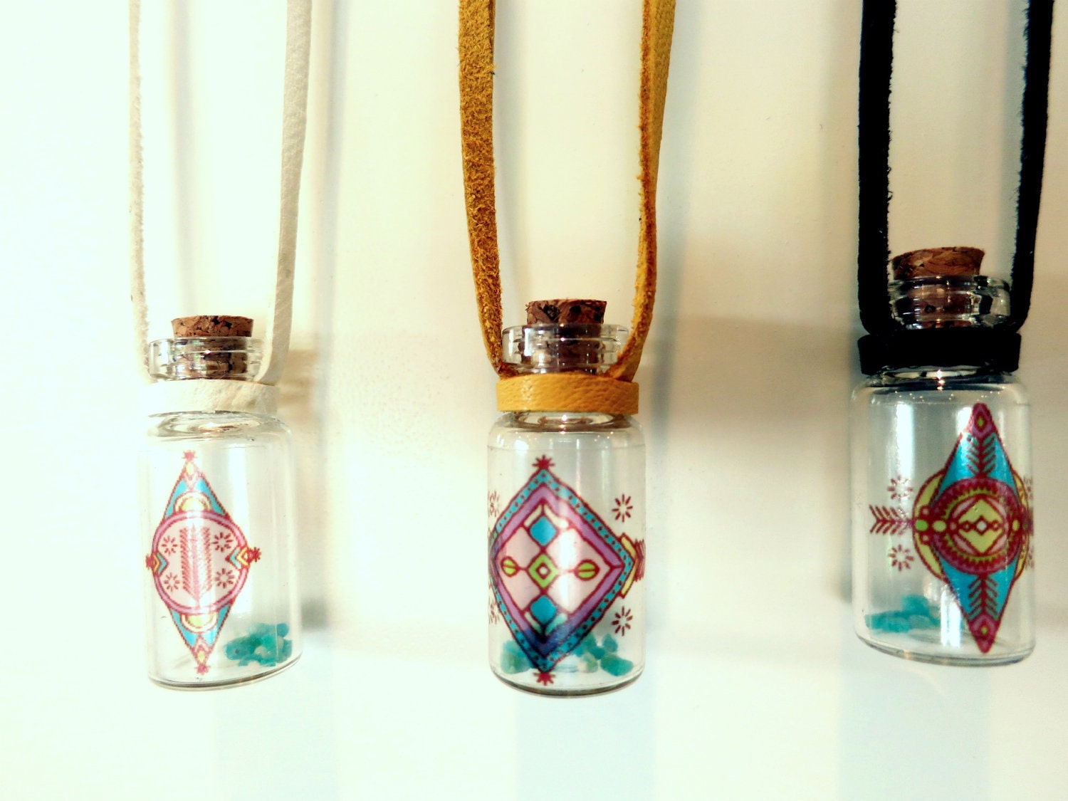 Leather Penabranca Bottle of Light Necklace in color of your choice