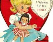 A Little Girls Valentine Vintage Digital Download Greetings Card Printable Images (52a)