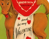 Vintage 1970s Hay There Quite Horsin Around Valentine Juvenile Greetings Card (B62)