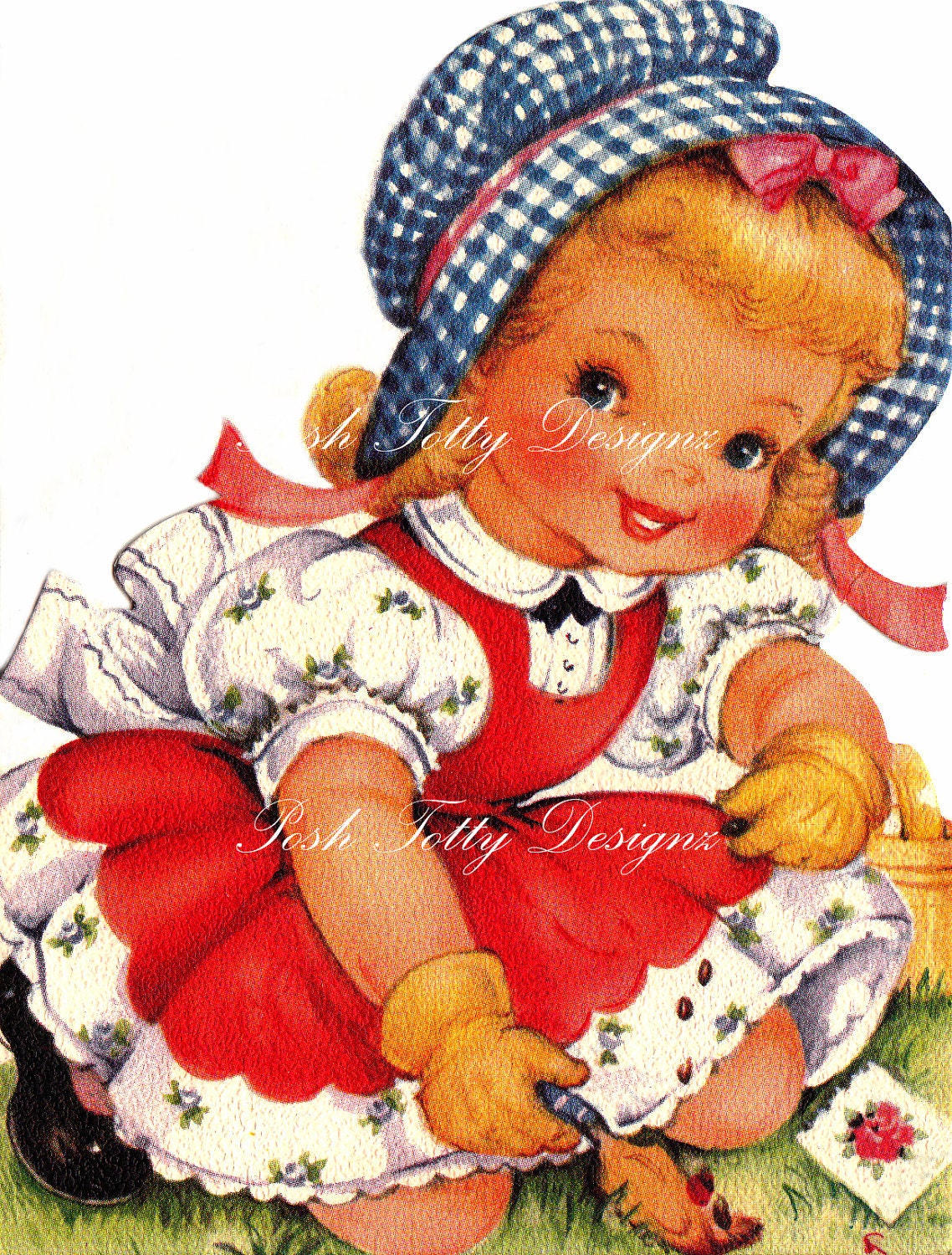 Beautiful Little Girl Vintage Greetings Card Digital Download Printable Images (137a)