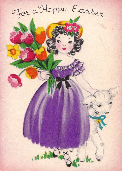 Vintage 1946 For A Happy Easter Greetings Card (B8a)