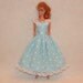 Barbie Clothes Handmade Blue Tea Length dress with tiny bows and lace
