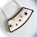 Wide Broken Plate Necklace - Gold Stars - Recycled China