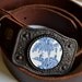 Simple Circle Recycled China Belt Buckle - Blue and White Windmill