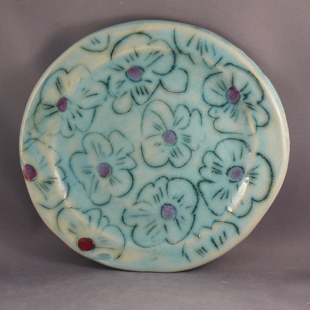 Handmade Plate covered wtih poppies