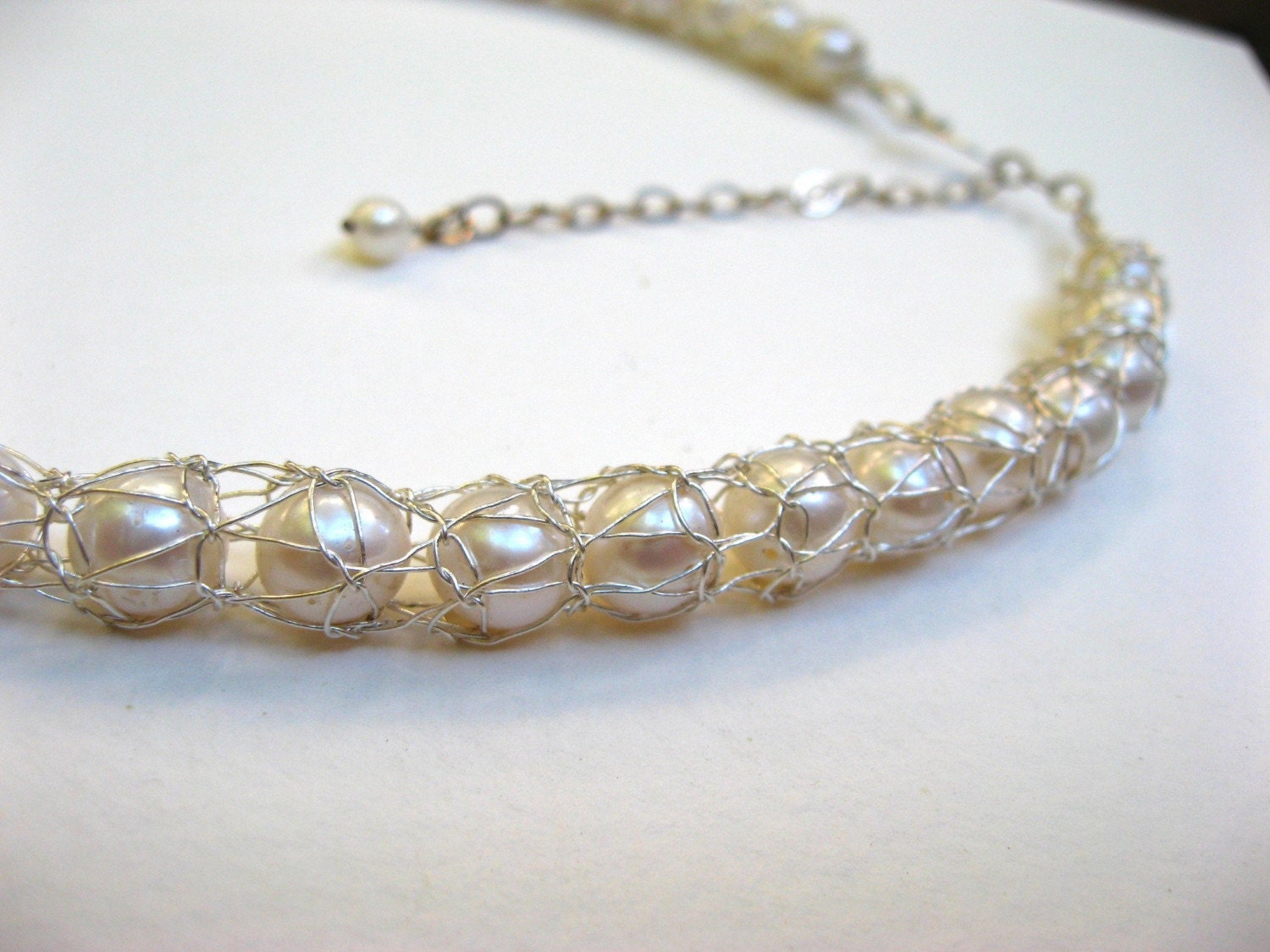 Trapped Pearl Necklace - Silver
