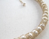 Trapped pearl necklace, goldfill