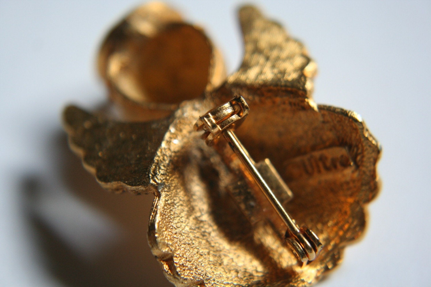 Vintage Signed Ultra Angel Rhinestone Pin Brooch