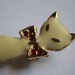 Vintage Cat Brooch Pin Red Rhinestones Costume Jewelry