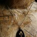 Vintage 1970s Black Glass Intaglio Palm Tree Pendant Necklace Costume Jewelry