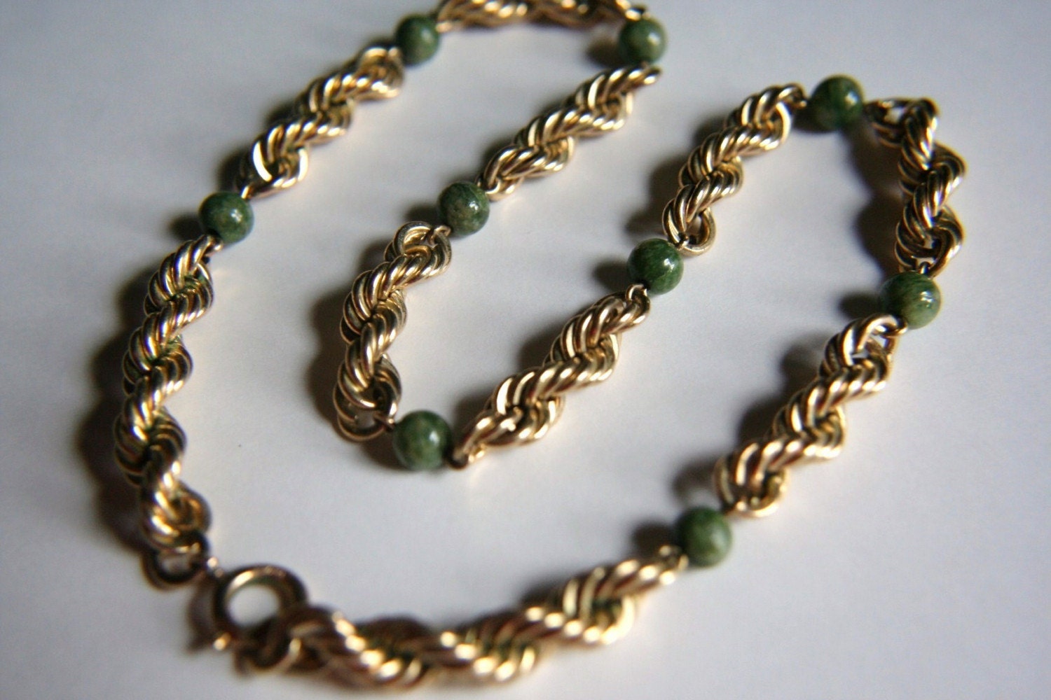 Vintage Green Jade Choker Necklace 15 Inches Long