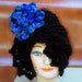 Crochet Hat Women Hat - LAUREN Cloche Hat in Black with Blue Flower - Womens Crochet Cloche Hat - Crochet Womens Hat - Mad Hatter Hat